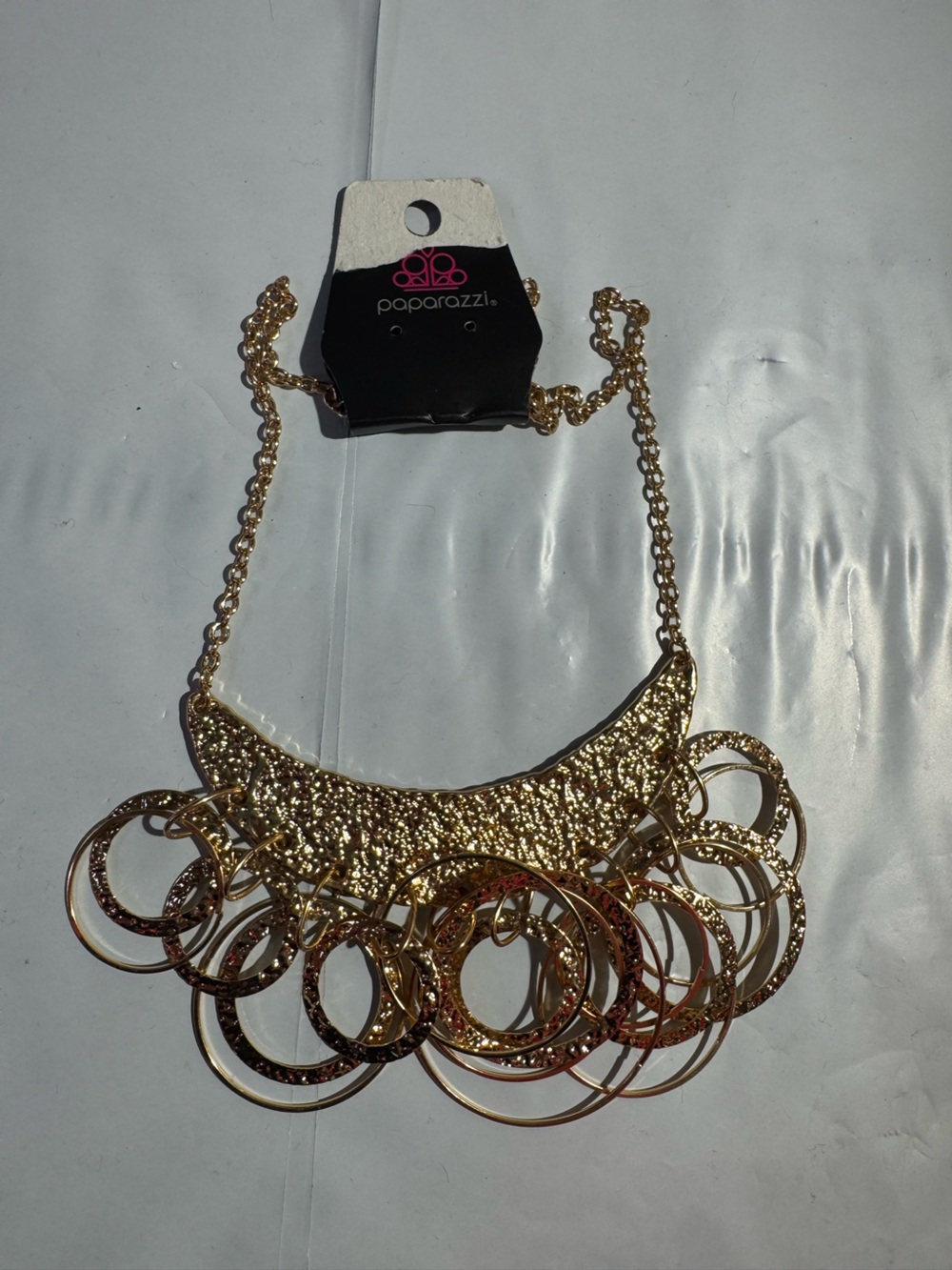 Paparazzi Shimmering Gold Loop Bib Necklace